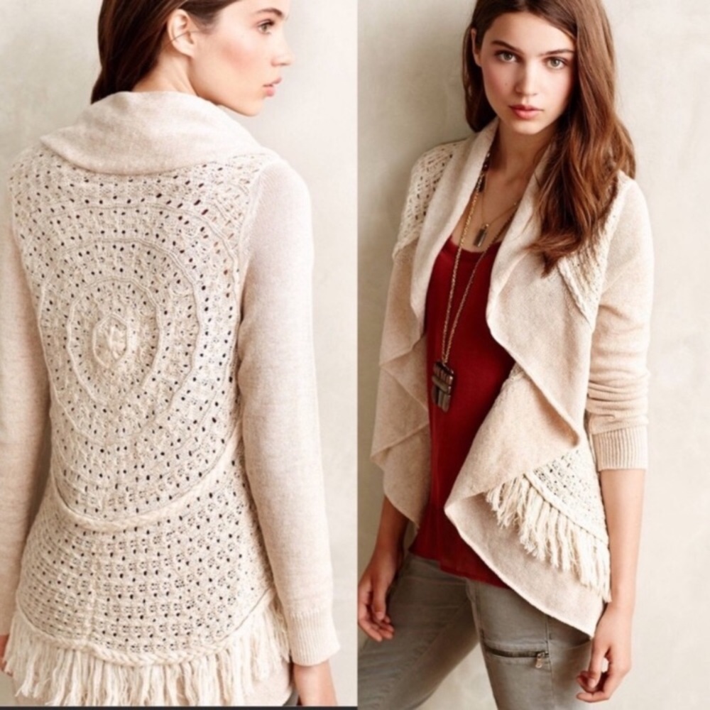 Anthro Knitted & Knotted Open Knit Sweater